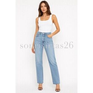 Reformation Ezra Stretch High Rise Straight Jeans Size 29 Organic Cotton Minimal